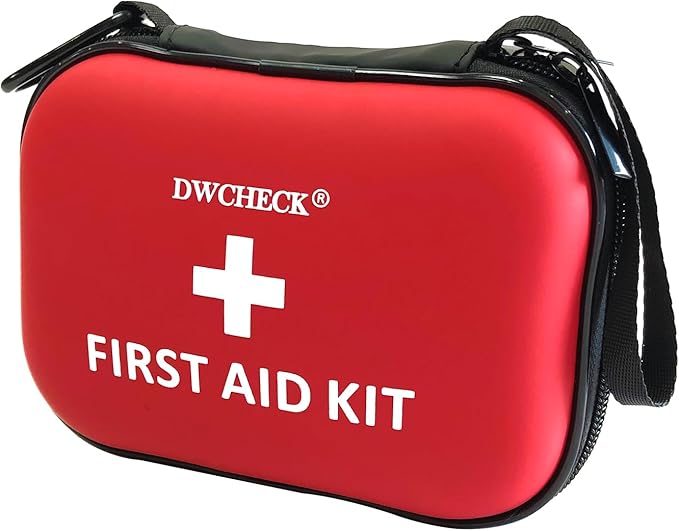 160 Piece Mini First Aid Kit, Compact Waterproof Hard Shell Small Emergency by DWCHECK