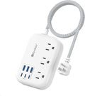 Short Extension Cord 2 Foot- 6 USB Travel Power Strip by Beeiker