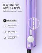 Wavytalk Pro Flat Iron Hair Straightener, 100% Pure Titanium Flat Iron for Easy Glide, Straightener and Curler for All Hairstyles, Dual Voltage (Purple)