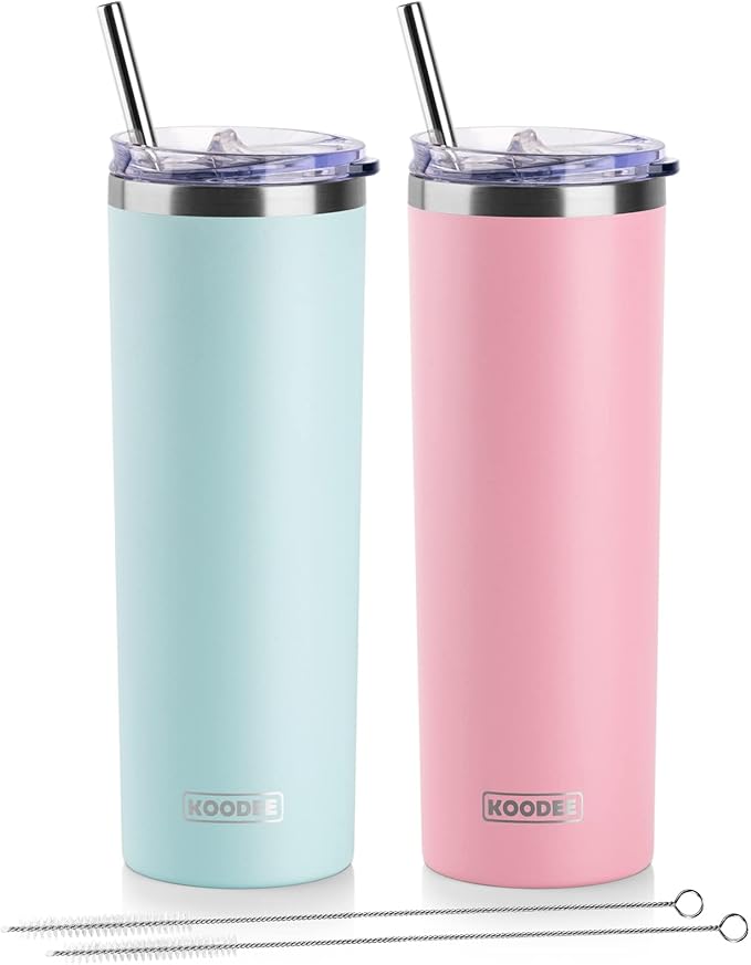 koodee 20 oz Stainless Steel Skinny Tumblers Double Wall Insulated Water by koodee