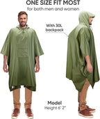 PTEROMY Hooded Rain Poncho for Adult - Image 4