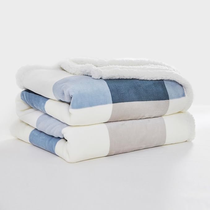 PU MEI Sherpa Fleece Throw Blanket 80" x 90" Full/Queen Reversible Plush Fluffy - Image 9