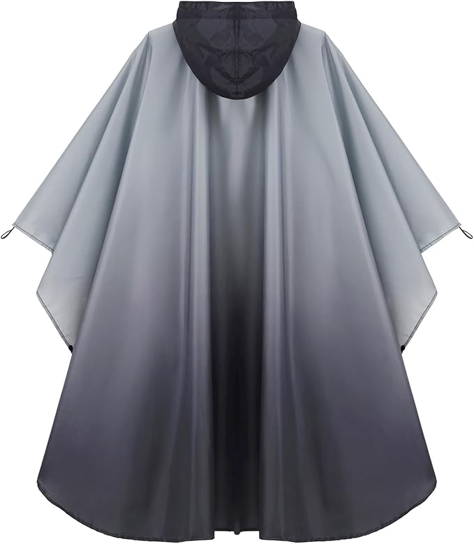 Rain Poncho Jacket Coat Hooded Zipper Style - Image 7