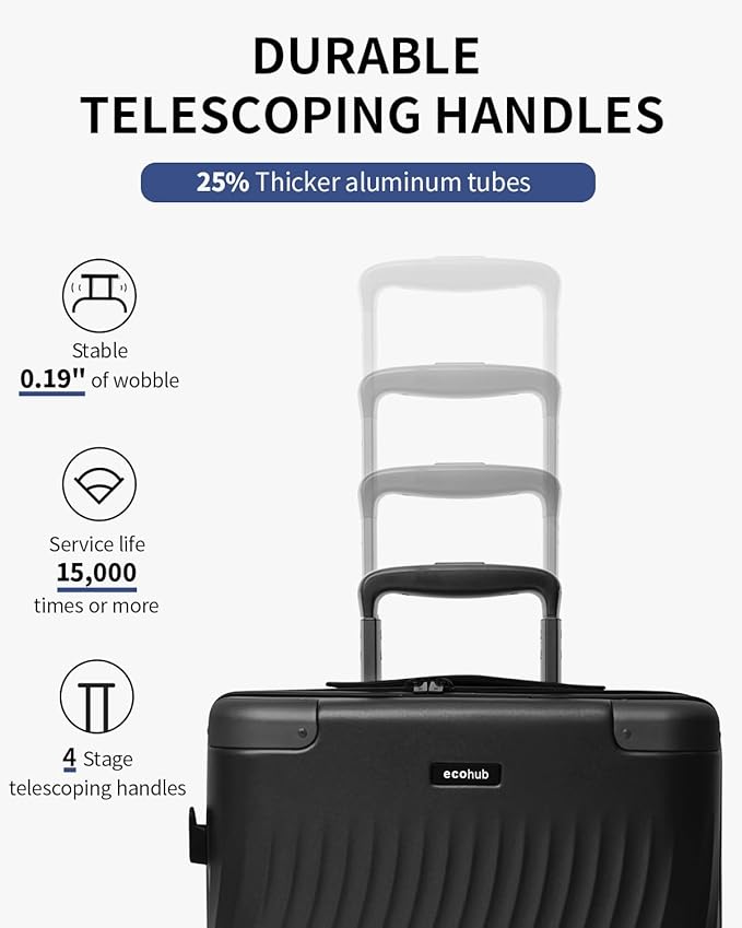 ECOHUB Hardside Expandable Carry On Luggage, Recycled PC 24" Rolling Luggage - Image 5