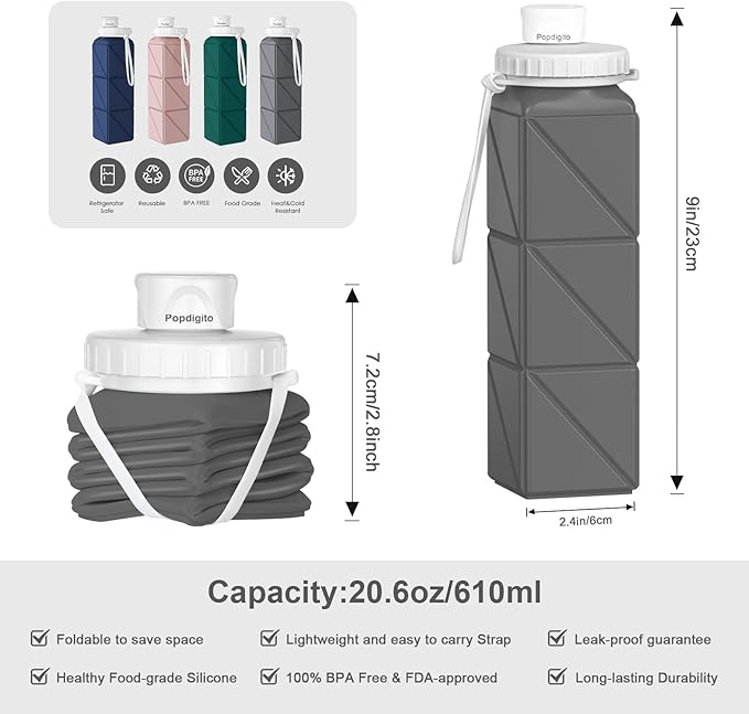 Collapsible Water Bottles Flexible Bpa Free Silicone Reusable Foldable Water - Image 8