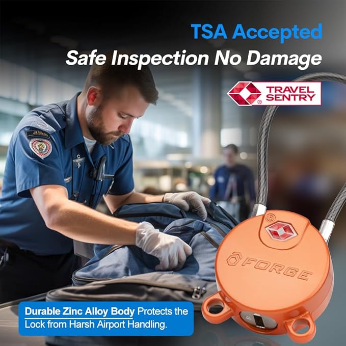 Forge TSA Approved Luggage Locks Ultra-Secure Dimple Key Cable Locks - Image 2