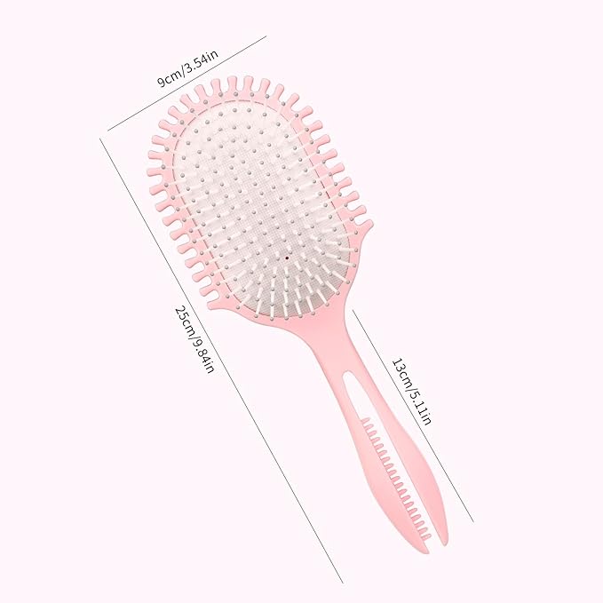 New Multifunctional Curly Hair Cushion Comb, 1Pc Oval New Air Cushion Comb WithHandle, Define Styling Brush,DetanglingHair Brush, Professional Hairstyle Comb, BouncingHair Brush (White Pink)