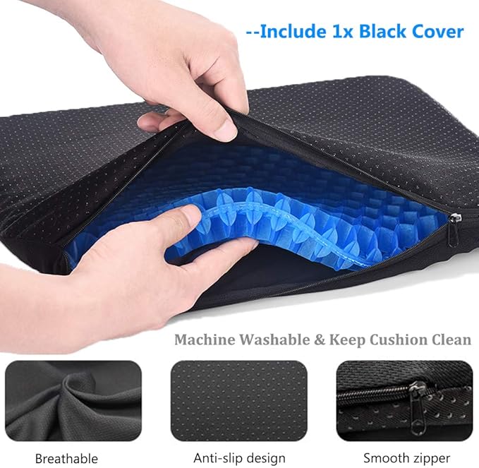 Gel Seat Cushion for Long Sitting Pressure Relief for Back, Tailbone Pain – - Image 5