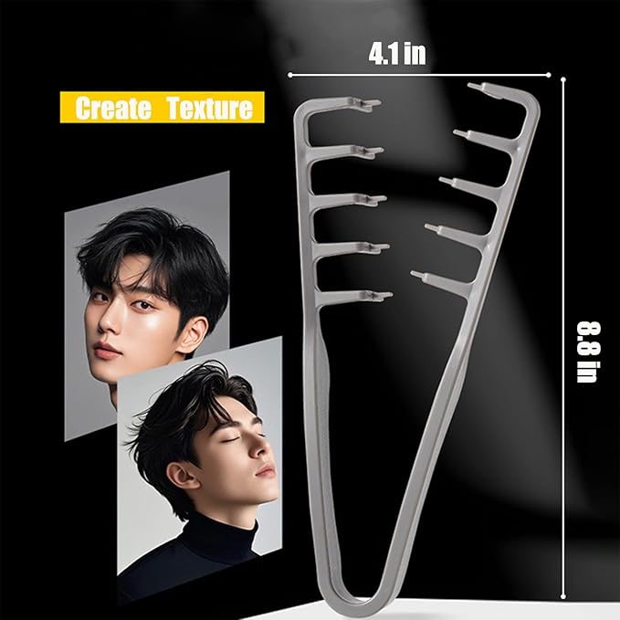2PCS Texture Comb, 2025 Upgrade Volumizing Wide Tooth Hair Styling Comb, Men's Fluffy Texture Hair Styling Appliances