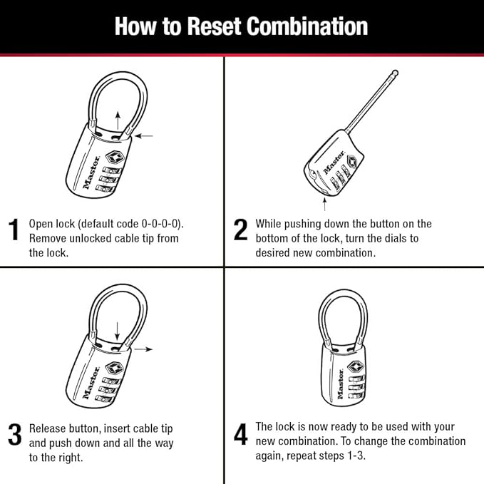Master Lock Set Your Own Combination TSA Approved Luggage Lock, Travel Zipper - Image 5