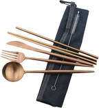 Gugrida Reusable Travel Utensils, 7 Piece Portable 304 Stainless Steel by Gugrida