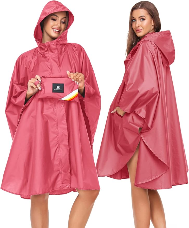 SaphiRose Unisex Rain Poncho Hooded Waterproof Raincoat - Image 2