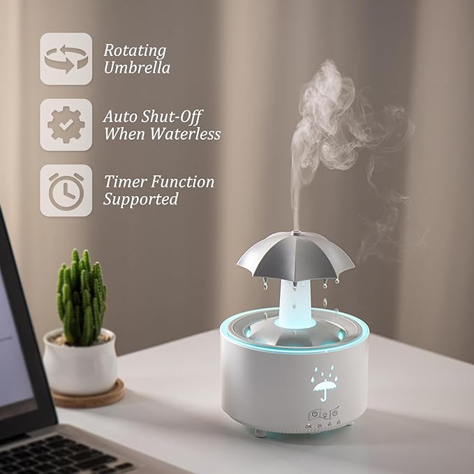 Essential Oil Diffuser for Home, Bedroom Humidifiers, Air Scent Aroma Aromatherapy Ultrasonic Humidifier Machine Timer Small Mini difusor de Aromas para casa Living Room Office Decor Gifts Raindrop