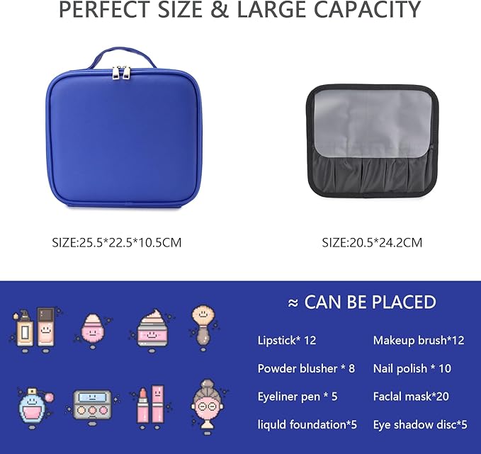 Makeup Bag with Led Mirror, Travel Makeup Organizer with 3 Color Setting & 10X - Image 2