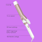 Conair Double Ceramic 1 ¼-Inch Curling Iron, 1 ¼-Inch Barrel Creates Loose Curls, Hair Curler for Use on Medium & Long Hair, White/Rose Gold