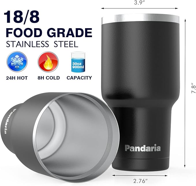 30 oz Travel Coffee Tumbler Cup, Double Wall Stainless Steel Reusable Spill - Image 4