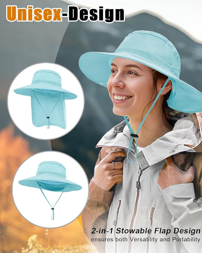 Outdoor Sun Hats with Stowable Neck Flap - Image 4