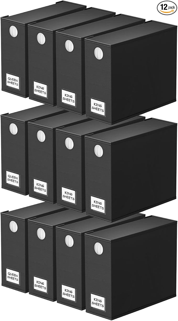 SpaceAid 12 Pack Bed Sheet Organizers and Storage, Foldable Sheet Organizer by SpaceAid