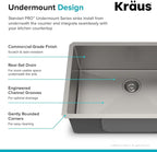 KRAUS Standart PRO 26-inch 16 Gauge Undermount Single Bowl Stainless Steel - Image 5