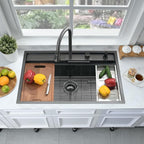 33 Inch Black Waterfall Kitchen Sink Workstation -Bokaiya 33x19 Drop In Kitchen - Image 4