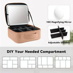 Travel Makeup Bag with LED Mirror and 10x magnifying glass with 3 Lighted - Image 4