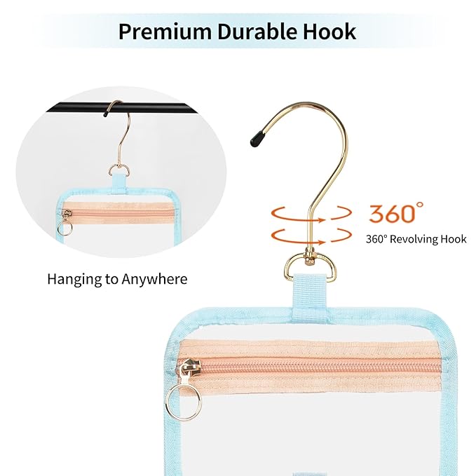 CUBETASTIC Hanging Travel Toiletry Bag, Transparent 3 Comparment Small Travel - Image 3