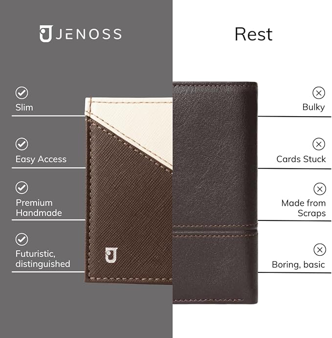 Jenoss Smart Wallet For Men: Full Grain Leather, Handcrafted, Slide Metal Pop - Image 9