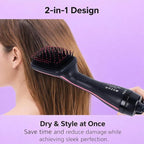 2-in-1 Hair Dryer Brush & Straightener Brush, Ionic Blow Dryer Brush for Women, Hot Air Brush with Paddle Design, Negative Ion Hair Styler for Smooth, Shiny, Frizz-Free Hair, Lightweight & Fast Drying