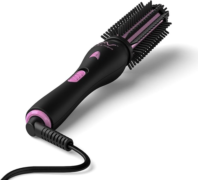 VAV 3 in 1 Styling Tool Curling Iron & Hair Straightener Brush 2 Heat Settings Anti-Scald Ceramic Heated Hair Styling Brush for Natural Straight