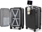 Hanke 24 Inch Luggage with Cup Holder and Charge, Top Opening Hard Shell by Hanke