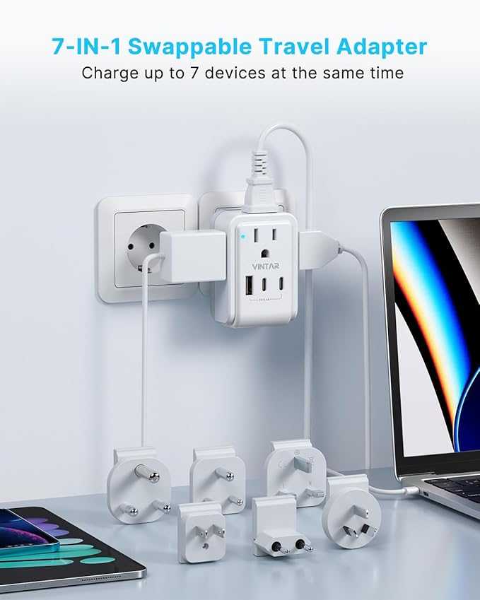 VINTAR Universal Travel Adapter Kit, 3ft Detachable Extension Cord - Image 3