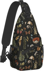 SUPLUCHOM Sling Bag Vintage Mushroom Leaf Forest Hiking Daypack Crossbody - Image 2