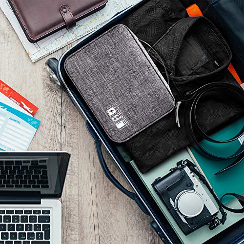 Electronics Organizer Travel Universal Cable Organizer Bag Waterproof Electronics Accessories Storage Cases for Cable (Double-Gray)