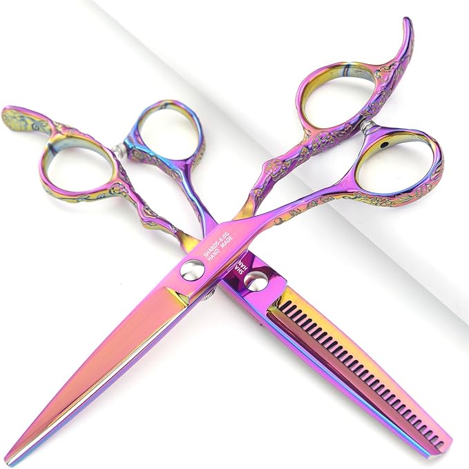 6-Inch Left Handed Hairdresser Hairdresser Scissors Set (6 inches, 2 Pieces-C)