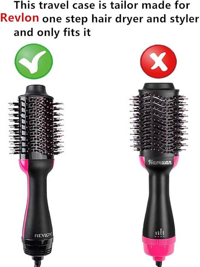 Brappo Hard Portable Travel Case compatibility Revlon One-Step Volumizer Original 1.0 Hair Dryer and Hot Air Brush.(Case Only) (Black)