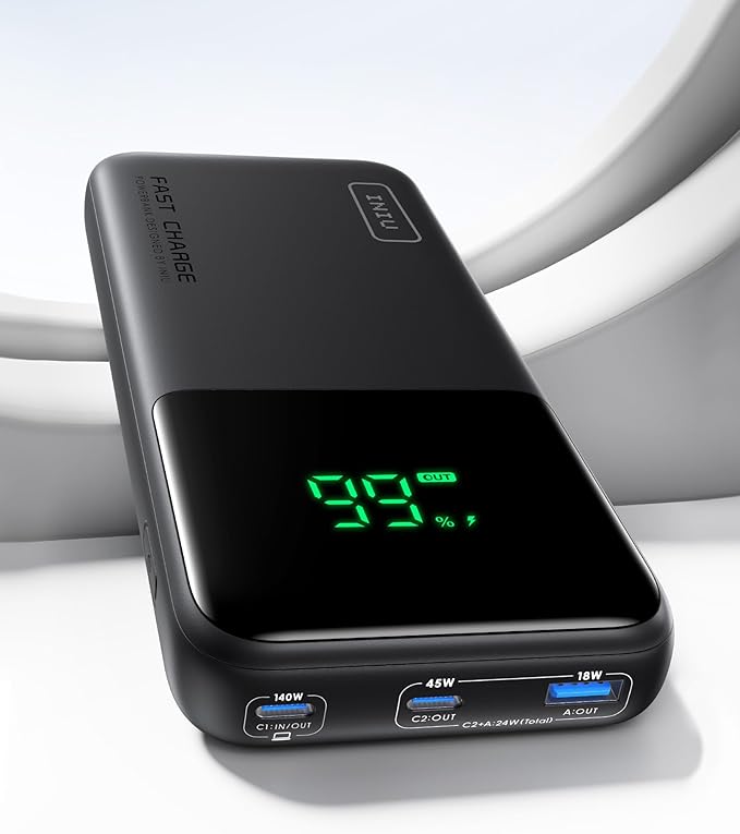 INIU 140W Power Bank, Compact 25000mAh High Capacity Laptop Portable Charger by INIU
