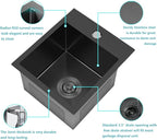 ARTLINE 13 x 15 Inch Black Drop in Bar Sink, Stainless Steel Single Bowl - Image 4