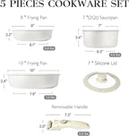 GiPP 5Pcs Pots and Pans Set Non Stick, Cookware Sets Nonstick Detachable Handle - Image 6