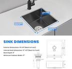 POPFLY 15 Inch Bar Sink, Stainless Steel Single Bowl 18 Gauge Handmade 8 inch - Image 7