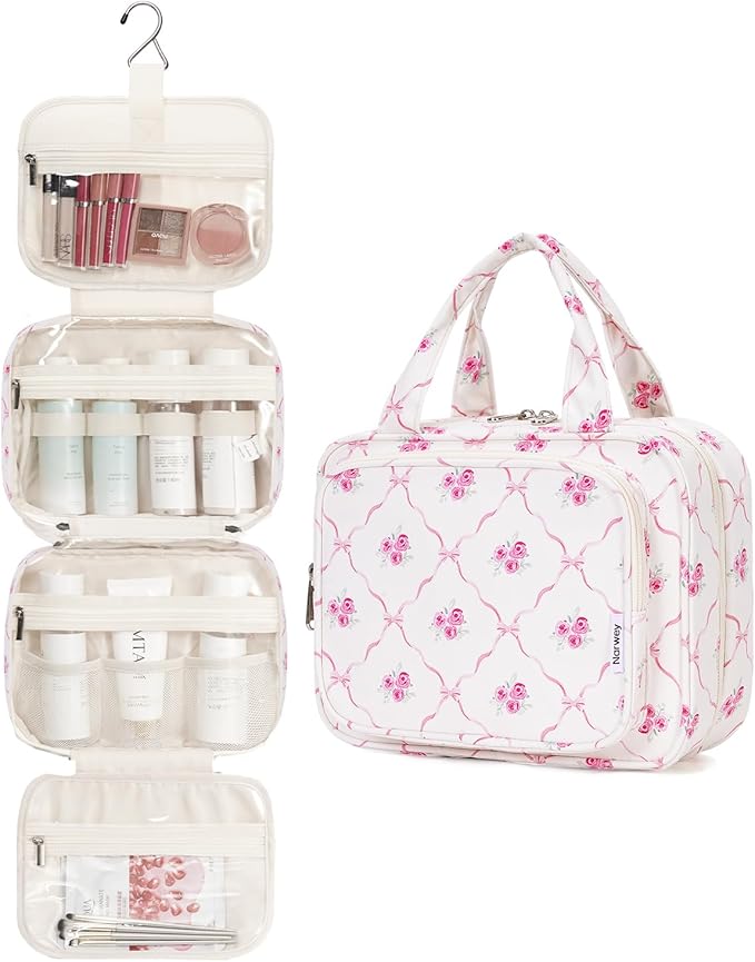 Narwey Hanging Toiletry Bag for Women Travel Makeup Bag Organizer Toiletries - Image 2