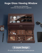 Watch Jewelry Box Organizer, 6-Slot 2-Layer Watch Case and Sunglasses Storage - Image 3