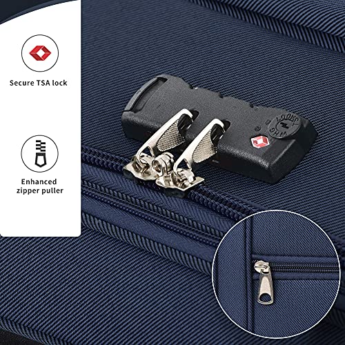Softside Luggage Set Softshell Lightweight 3 Piece Spinner Suitcase (Softside Luggage(22/26/30) / Deep Blue)