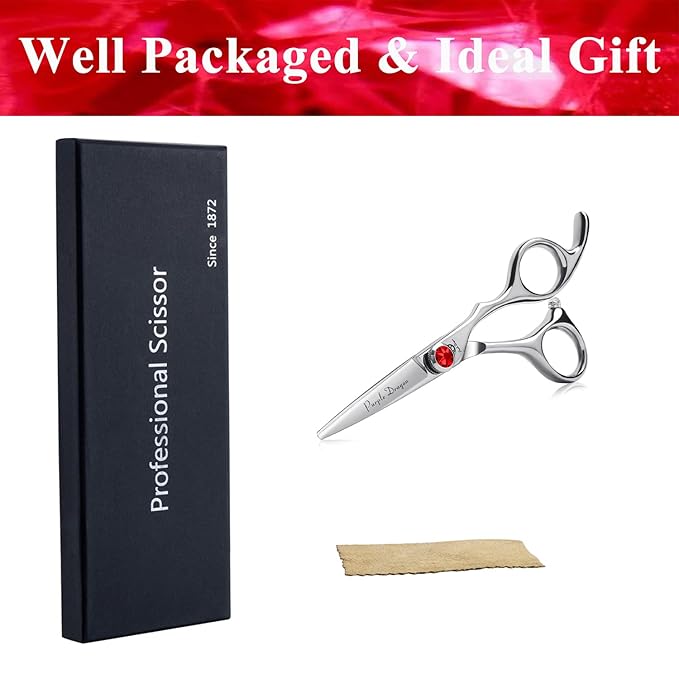 Purple Dragon 4.5 Barber Hair Cutting Scissors Small Moustache Shears with Bag- Perfect for Professional Hairstylist, Hairdresser (4.5 inch)