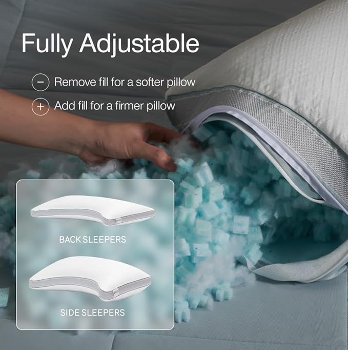 Coop Home Goods Cool+ Crescent Adjustable Pillow, King Size Plus Shaped Memory - Image 2