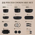 KIKCOIN 22 Pcs Pots and Pans Set Non Stick, Detachable Handle Cookware Sets - Image 2