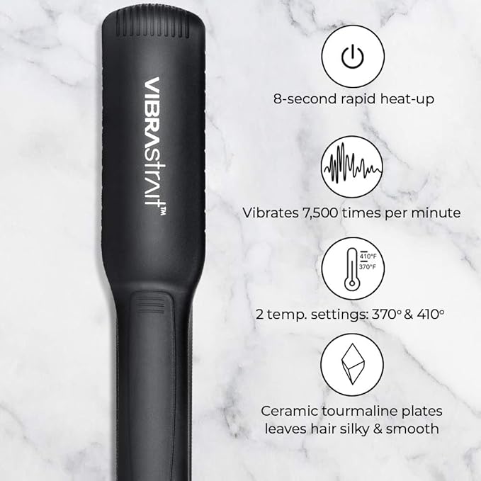 Essential Vibrating Ceramic Tourmaline Ionic Flat Iron, 1.5-inch - Fast, Frizz-Free Ceramic Hair Straightener with Easy, Gentle Glide for Waves, Curls, Smooth Hair