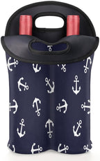 Nautical Anchors 2 Bottle Wine Carrier Tote Bag Insulated Wine Bottles Neoprene - Image 5