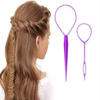 8Pcs Hair Brushes Set with 4Pcs Topsy Hair Tail Tools 1Pcs Bristle Teasing Hair Brush 1Pcs Edge Control Brush 2Pcs Metal Pin Rat Tail Combs for Woman Girl Hair Styling,Edge&Back Brushing purple