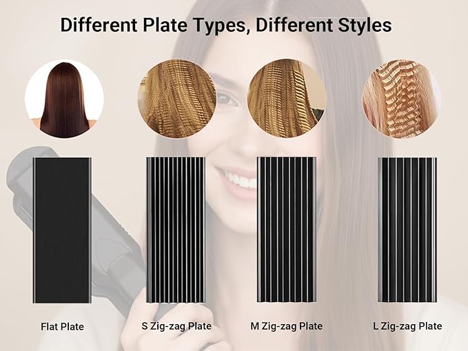 Pulla Hair Straightener and Crimper - 4 in 1 Tourmaline Ceramic Flat and Curling Iron for Hair Styling with Adjustable Temperature - Salon High Heat 320°F - 430°F for All Hair Types