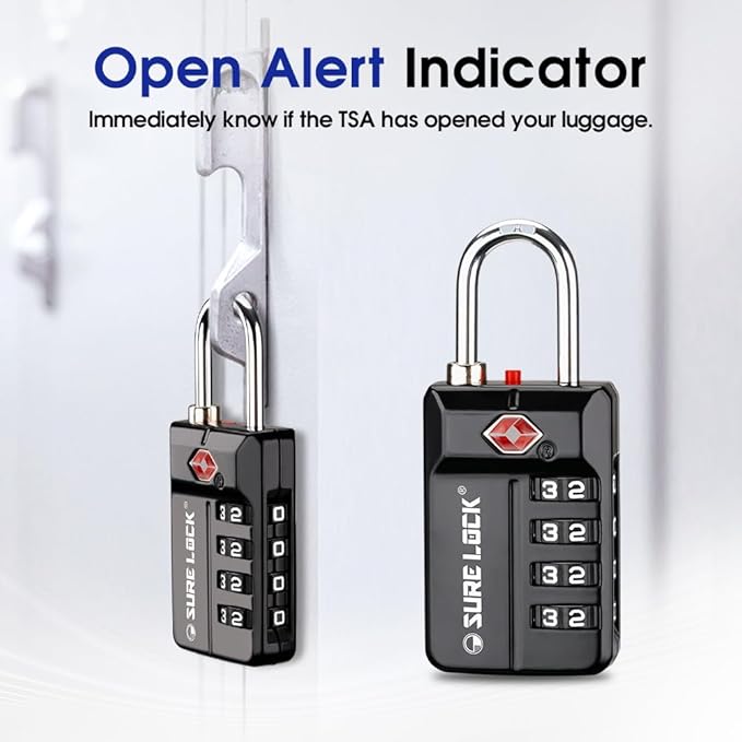 SURE LOCK TSA Approved 4-Digit Resettable Combination Luggage Locks - Image 8